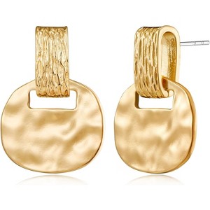 Gold and Silver Boho Hammered Dangling Earrings for Women Modern Statement Finish Dangle Drop Earrings Jewelry - 1 of 4