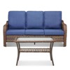 Buenhomino Outdoor Furniture 3-Seater Rattan Sofa Patio Wicker Sofa Couch Furniture Set with Glass Coffee Tables - 2 of 4