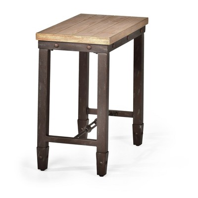 Jersey Chairside End Table Antique Oak - Steve Silver Co.: Sturdy Pine Veneer, Iron Frame, Space-Saving Design