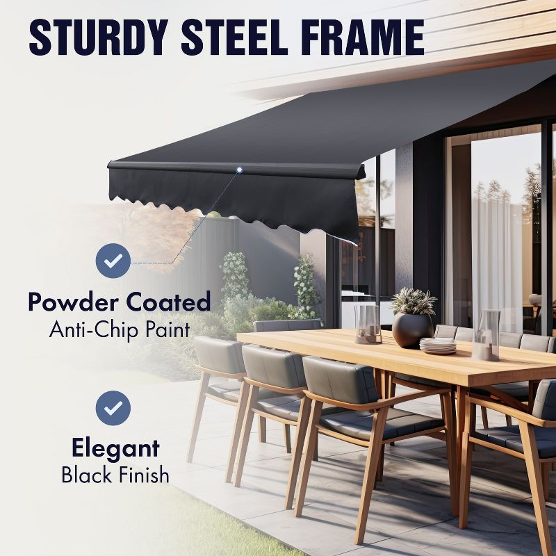 ALEKO 20 x 10 feet Motorized Black Frame Retractable Home Patio Canopy Awning 20'x10', 3 of 13