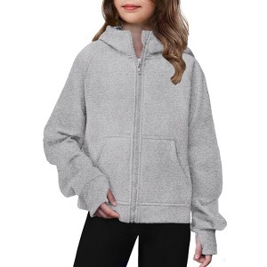 Arshiner Girls Zip Up Hoodies Teen Hooded Sweatshirts Fleece Jackets Kids  Fall Fashion Outfits Winter Clothes Light Grey 9-10 Years : Target