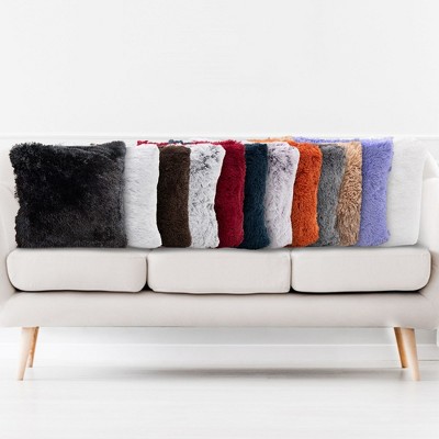 Navy Blue Faux Fur 18" Square Throw Pillow Set