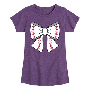 Girls' - Instant Message - Baseball Bow Fitted Short Sleeve Graphic T-Shirt - 1 of 4