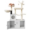 Cat Tree with Litter Box Enclosure Modern Cat Tower with Cat Condo/Hammock/Scratching Post/Perch, Wooden Hidden Litter Box Furniture - 3 of 4
