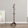 NAYSAYE Coat Hanger Solid Wood Freestanding Coat Rack with 11 Hooks for Entryway Bedroom or Living Room, Dark Brown, 17.5"*17.5"*70" - 4 of 4