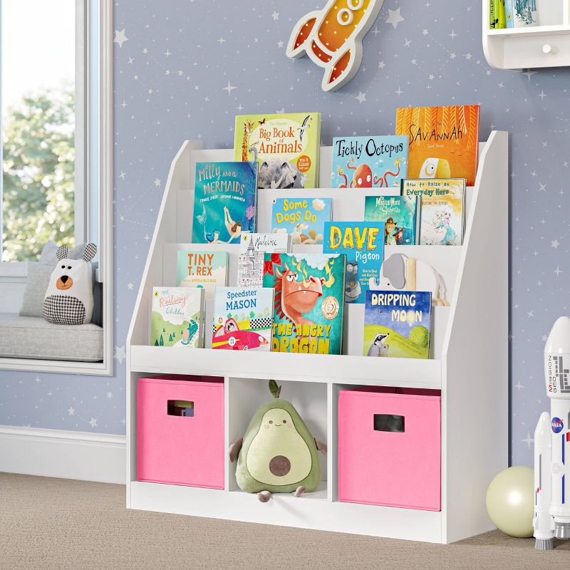 Kids' Bookrack with 3 Cubbies and 2 Bins - RiverRidge Home, 3 of 8