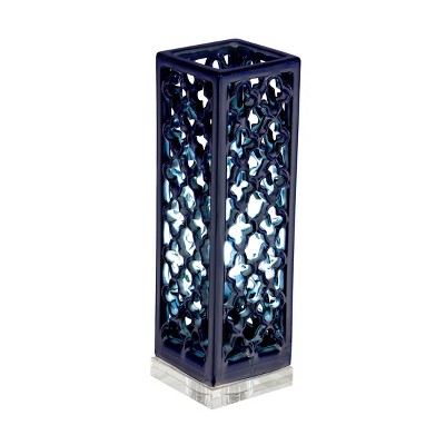 16" Eclectic Cut-Out Lattice Design Ceramic Uplight Lamp - Olivia & May