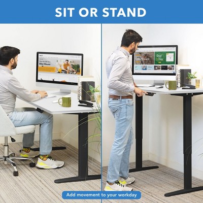 Adjustable Height Dual Motor Electric Standing Desk with Black Base and White Top