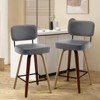 Bekrvio 26" Swivel Counter Height Bar Stools - Upholstered Faux Leather with Back, Bent Wood Legs, Mid Century Modern Kitchen Island Counter Stools - 3 of 4