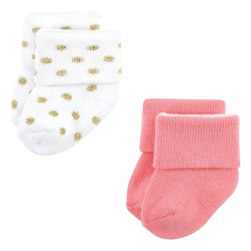 Little Treasure Infant Girl Newborn Socks, Coral Sparkle, 5 of 9