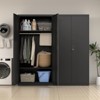 TIRAMISUBEST Metal Armoire Wardrobe Cabinets - Mobile Lateral Filing Cabinet, Locking Wheels, Adjustable Shelf - 3 of 4