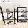 4-Tier Heavy Duty Foldable Metal Rack Storage Shelving Unit with Wheels Moving27.95 x 14.96 x 49.61 （Black） - 3 of 4