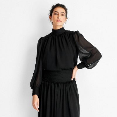 Women's Long Sleeve Crinkle Blouse - Future Collective