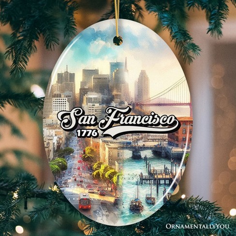 San Francisco Artistry Handmade Ceramic Christmas Ornament, California Art Souvenir| OrnamentallyYou - image 1 of 4