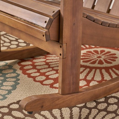 Cara Dark Brown Acacia Wood Adirondack Rocking Chair
