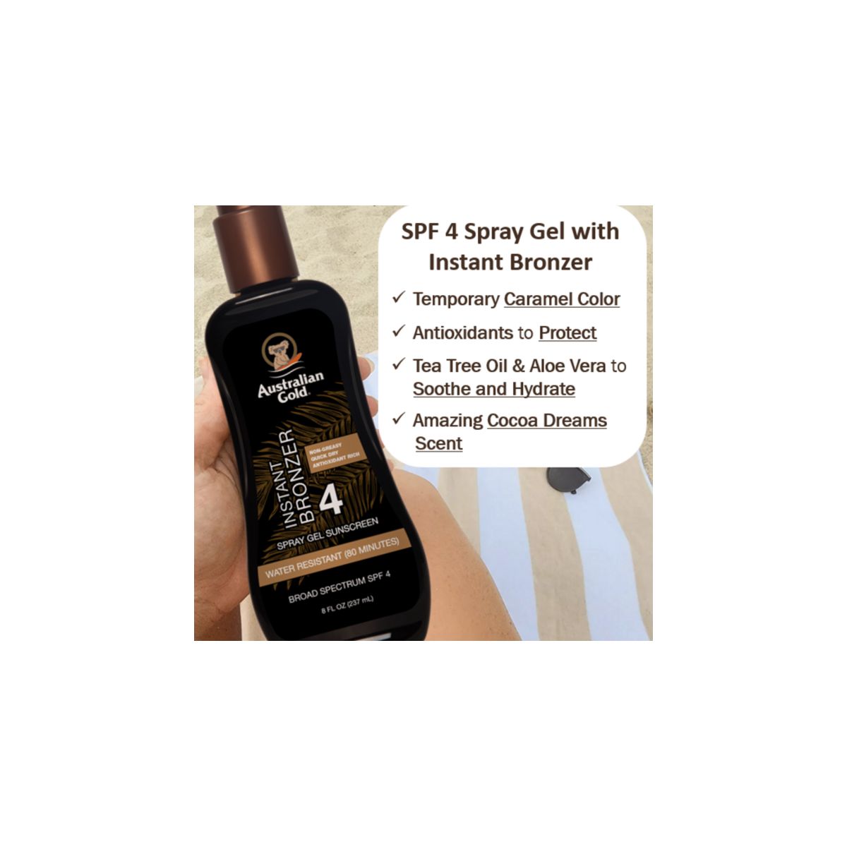 Australian Gold Sunscreen Spray Gel with Instant Bronzer - 8 fl oz - thumbnail 2