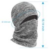 Balaclava Ski Face Mask, Winter Cold Weather Windproof Hooded Scarf Hat with Neck Warmer, Cycling UV Protector for Women Men Grey - 3 of 4