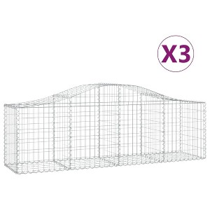 vidaXL Gabion Basket Set of 3 Silver Galvanized Iron Medium Durable - 1 of 4
