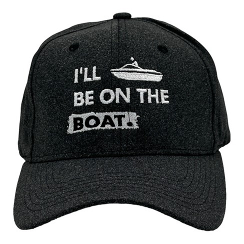 Ill Be On The Boat Hat Funny Sarcastic Fishing Graphic Baseball Cap - Crazy Dog Black Standard - image 1 of 4