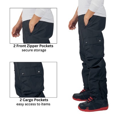 Мужские брюки Alpine Swiss Mens Snowboard Pants 10K Waterproof Insulated Cargo Ski Pants Breathable Winter Snow Sport Outdoor Pant BLK XL — фото 5