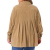 Women's Plus Size Corduroy Lapel Button Down Long Sleeve Pleated Back Casual Shacket Jacket with Pocket - Agnes Orinda - 4 of 4
