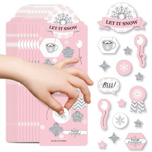 Big Dot of Happiness Pink Winter Wonderland - Holiday Snowflake Birthday Party and Baby Shower Favor Kids Stickers - 16 Sheets - 256 Stickers - 1 of 4