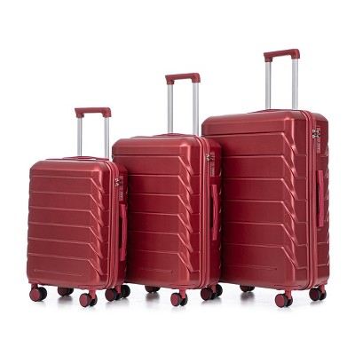 3 Piece Luggage Set,20"24"28" ABS Spinner Wheel Luggage With Combination Lock,Carry On Suitcase And Checked Luggage-Cuddlewood