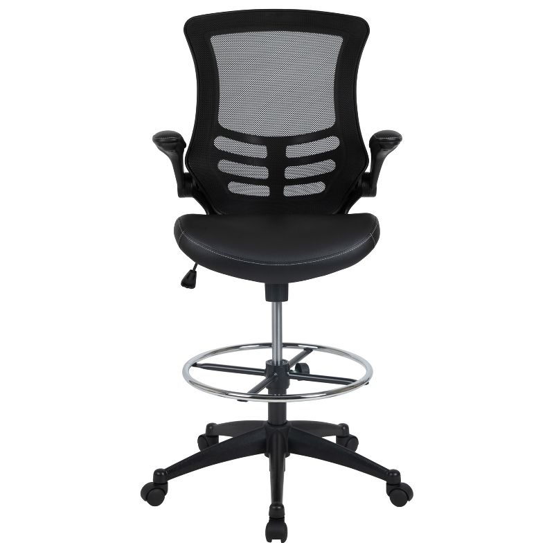 Flash Furniture Mid-Back Mesh Ergonomic Drafting Chair with Adjustable Foot Ring and Flip-Up Arms, 6 of 18