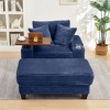 PAGED Single Sofa with Ottoman, Fluffy Corduroy Sofa with Bluetooth Speaker, USB Ports,180°Rotating Table Board for Living Room - 2 of 4
