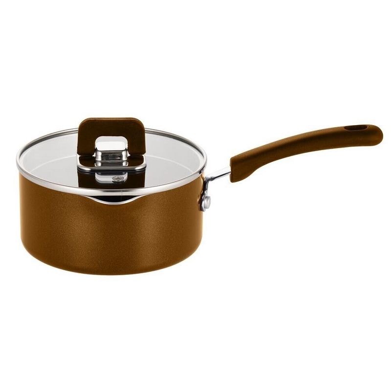 NutriChef 3.7Qt Sauté Pan with Lid - Non-Stick Stylish Kitchen Cookware with Foldable Knob (Brown), 1 of 2