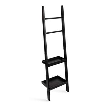 18"x14"x58" Lowry Wood Ladder Shelf Black - Kate & Laurel All Things Decor