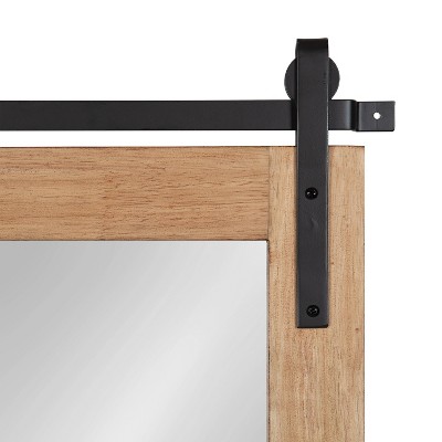 Rustic Brown and Black Wood Framed Wall Mirror