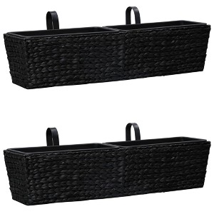 vidaXL Planters 2 pcs Water Hyacinth Black - 1 of 4