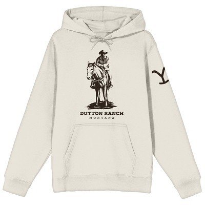 Yellowstone Dutton Ranch Red Bull Long Sleeve Sand Men's Hooded Sweatshirt  : Target