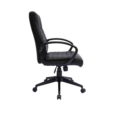 Black Ribbed Back High Back Swivel Task Chair with Fixed Arms