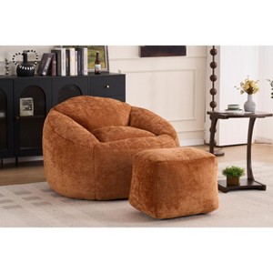 Lyngins Chenille Bean Bag Chairs for Kids and Adults,Comfy Lazy Chairs with Plush Foam and Footrest for Living Room - 1 of 4