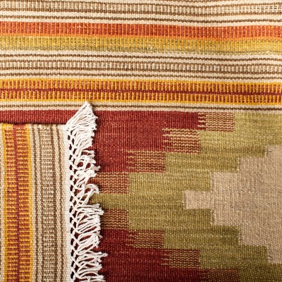 Handmade Red and Multi Geometric Wool Runner Rug, 2'3" x 10'