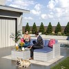 Garvee 3 Pieces Patio Furniture Set Outdoor Sectional Wicker Patio Furniture Patio Couch with Ottoman and Outdoor Storage Glass Table - 2 of 4