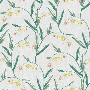 Laura Ashley Fulwell Fuchsia Pale Slate Grey Wallpaper - 1 of 4