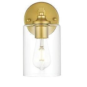 Elegant Lighting Mayson 1 light Brass and Clear Bath Sconce