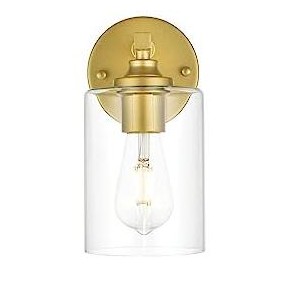 Elegant Lighting Mayson 1 light Brass and Clear Bath Sconce - 1 of 4