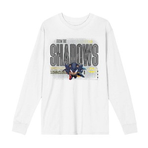 DC x Sonic the Hedgehog From The Shadows Shadow X Batman Grayscale Outline Adult Crew Neck Long Sleeve T-Shirt - 1 of 2