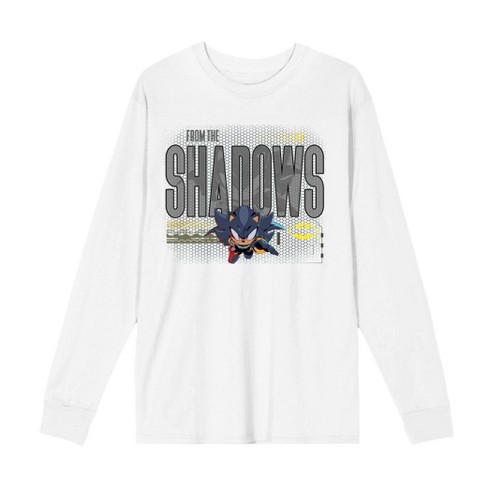 DC x Sonic the Hedgehog From The Shadows Shadow X Batman Grayscale Outline Adult Crew Neck Long Sleeve T-Shirt - image 1 of 2