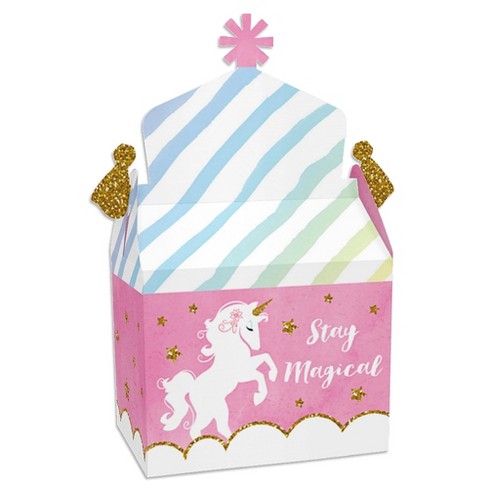 24 Pack Small Unicorn Favor Bags with Handles, Pastel Rainbow