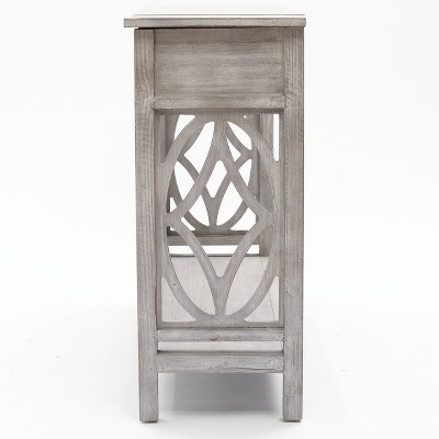 Gray Wood Console Table with Storage and Shelf