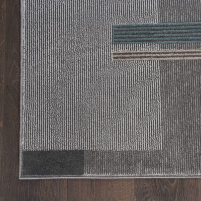 Thalia Geometric Grey Multicolor Easy-Care Synthetic Area Rug 6' x 9'