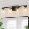 DORESshop 26 in. 4-Light Black Gold Bathroom Vanity Light Fixture, Clear Glass Shade Wall Sconce for Bathroom, Mirror, or Hallway - 2 of 4
