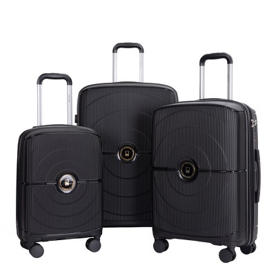 FURNIinspire Bag and Luggage Sets 3 Piece Family Travel Suitcase Set with Wheels, Stylish Lightweight Carry On Luggage, Black, 19.29"*12"*29.13"