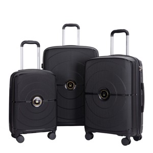 FURNIinspire Bag and Luggage Sets 3 Piece Family Travel Suitcase Set with Wheels, Stylish Lightweight Carry On Luggage, Black, 19.29"*12"*29.13" - 1 of 4