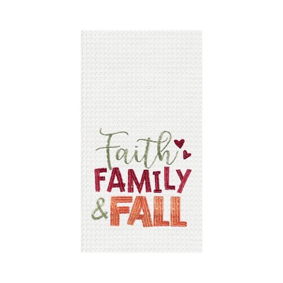 C&F Home Faith, Family, Fall Embroidered Waffle Weave Kitchen Towel